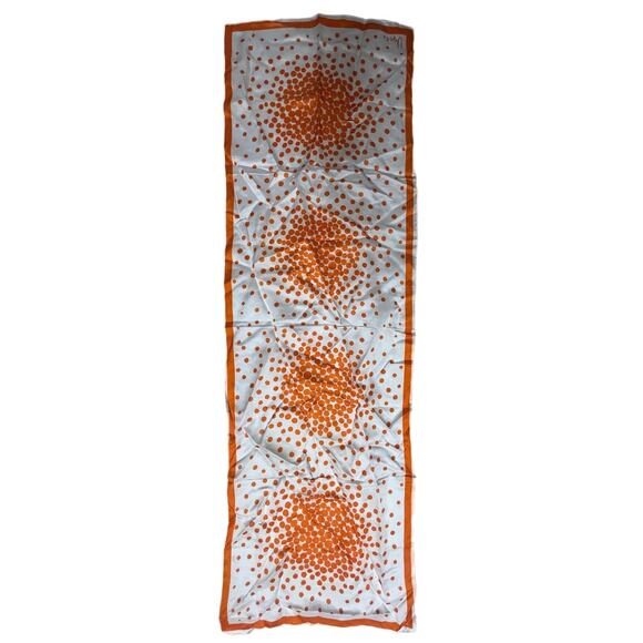 Vintage VERA Neumann Scarf ~  Signed ~ Orange ~ 43" x 14" Made in Japan - Picture 3 of 6